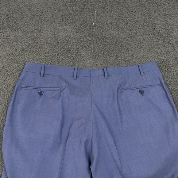 Canali Dress Pants Mens 40 Blue Classic Fit Wool Formal Pleated Italy 40x31 - Picture 7 of 13